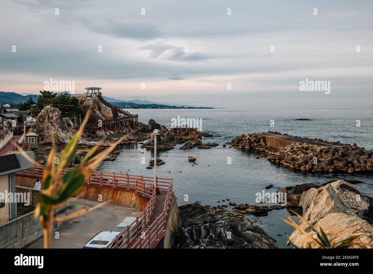 Panoramic view of Sodol park sea and rock in Gangneung, Korea Stock Photo