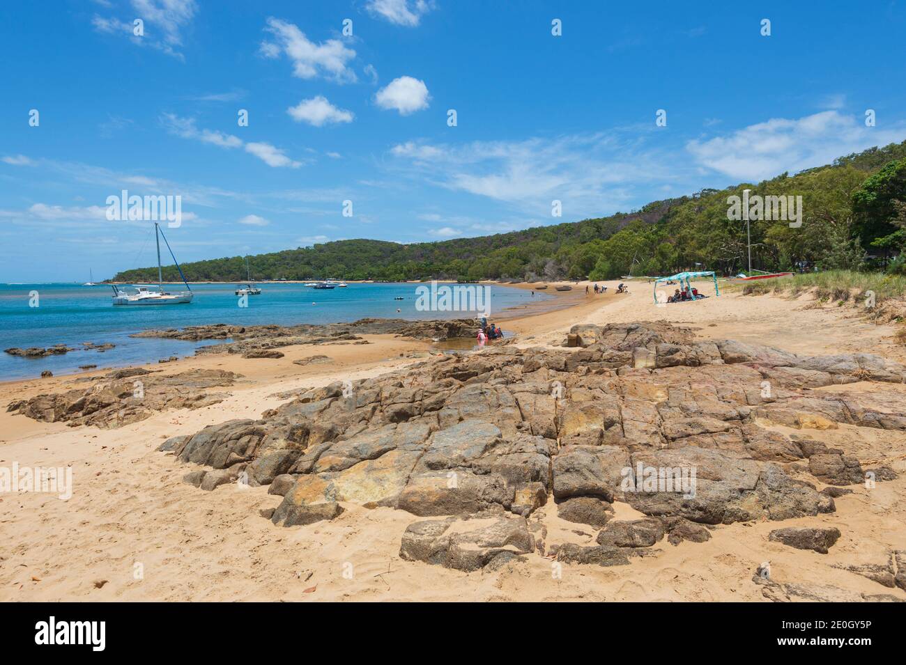 View of the sandy beach at the Town of 1770 (Seventeen Seventy), Queensland, QLD, Australia Stock Photo