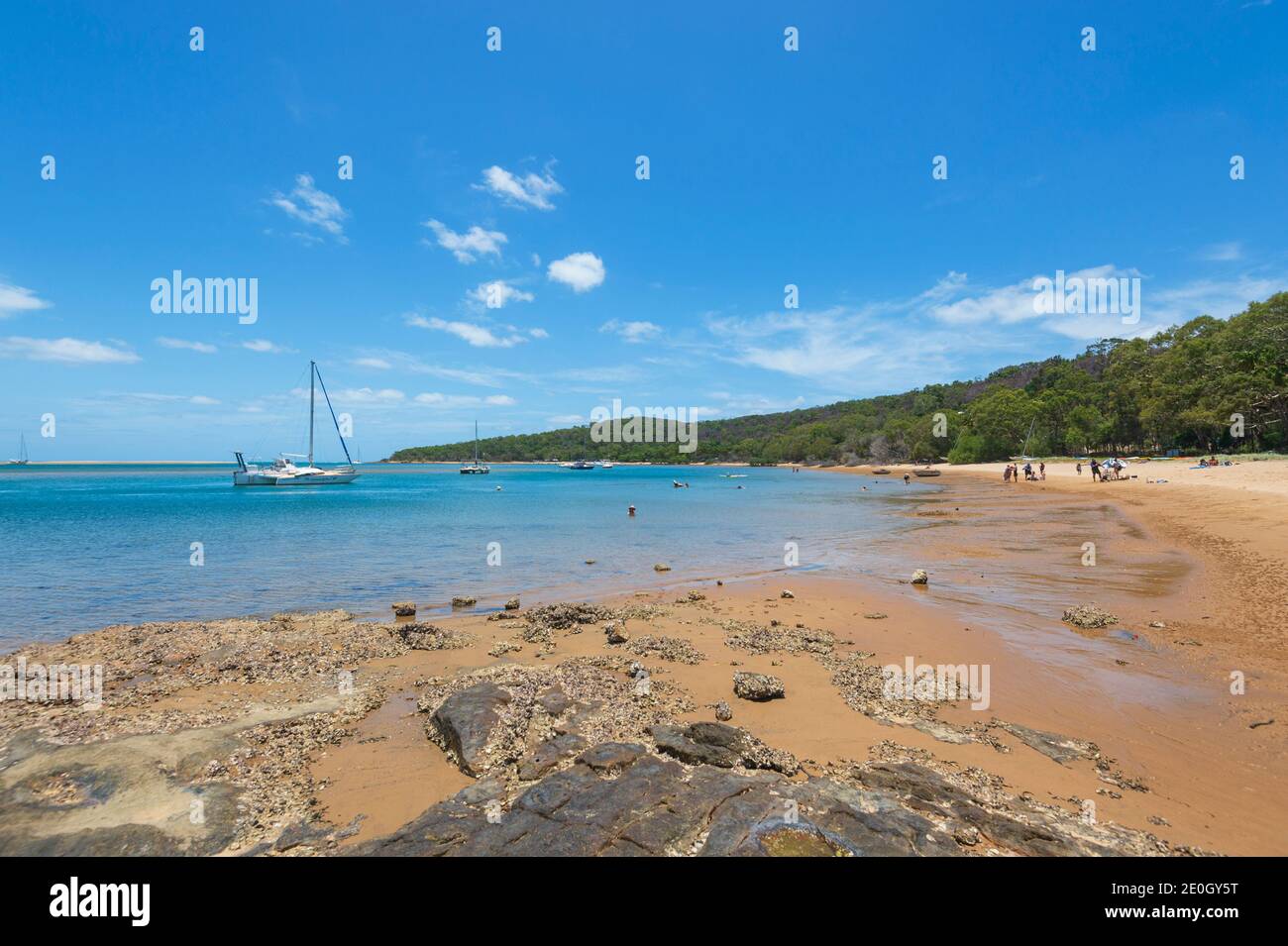 View of the sandy beach at the Town of 1770 (Seventeen Seventy), Queensland, QLD, Australia Stock Photo
