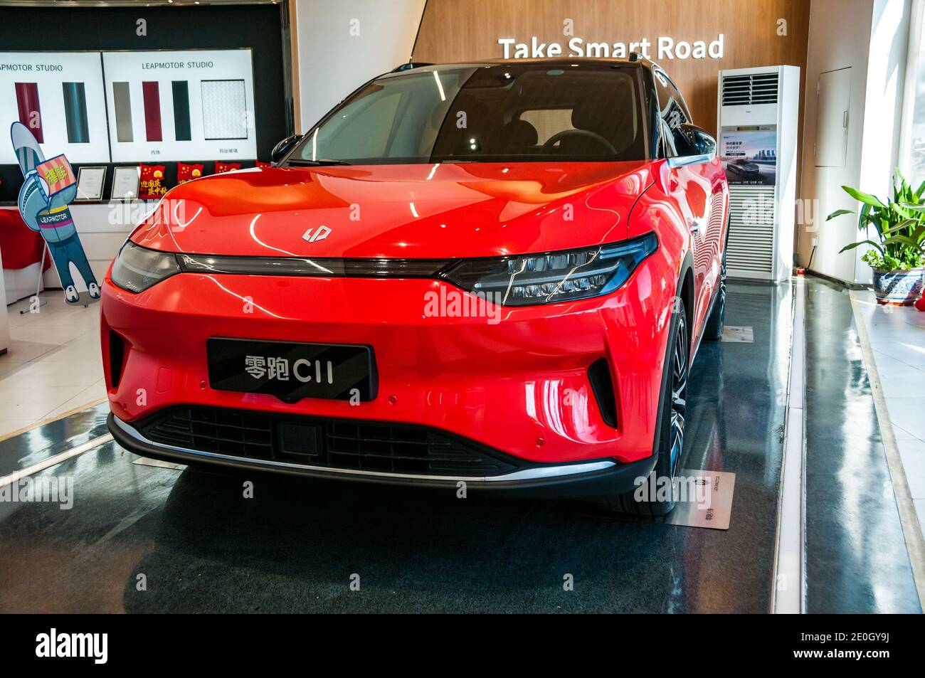 A preproduction Leap C11 SUV in a Leap Motor showroom in Jing’an