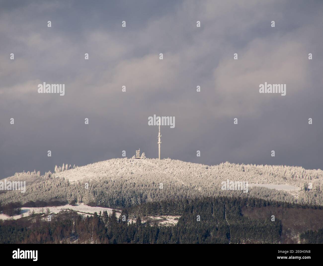 View to the mountain called Bollerberg in the german area called Rothaargebirge Stock Photo