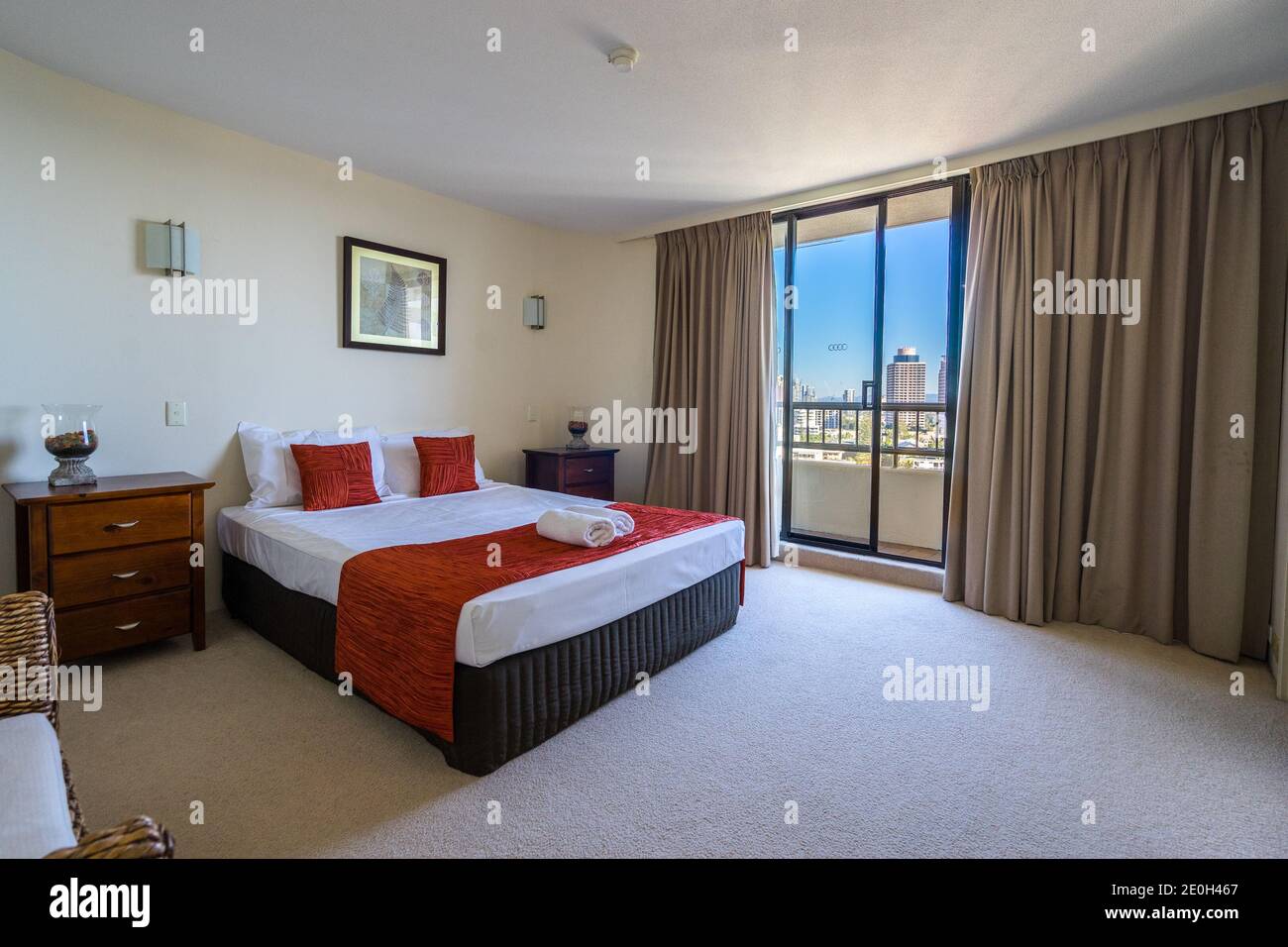 Gold Coast, Australia Hotel room interior in Surfers Paradise Stock
