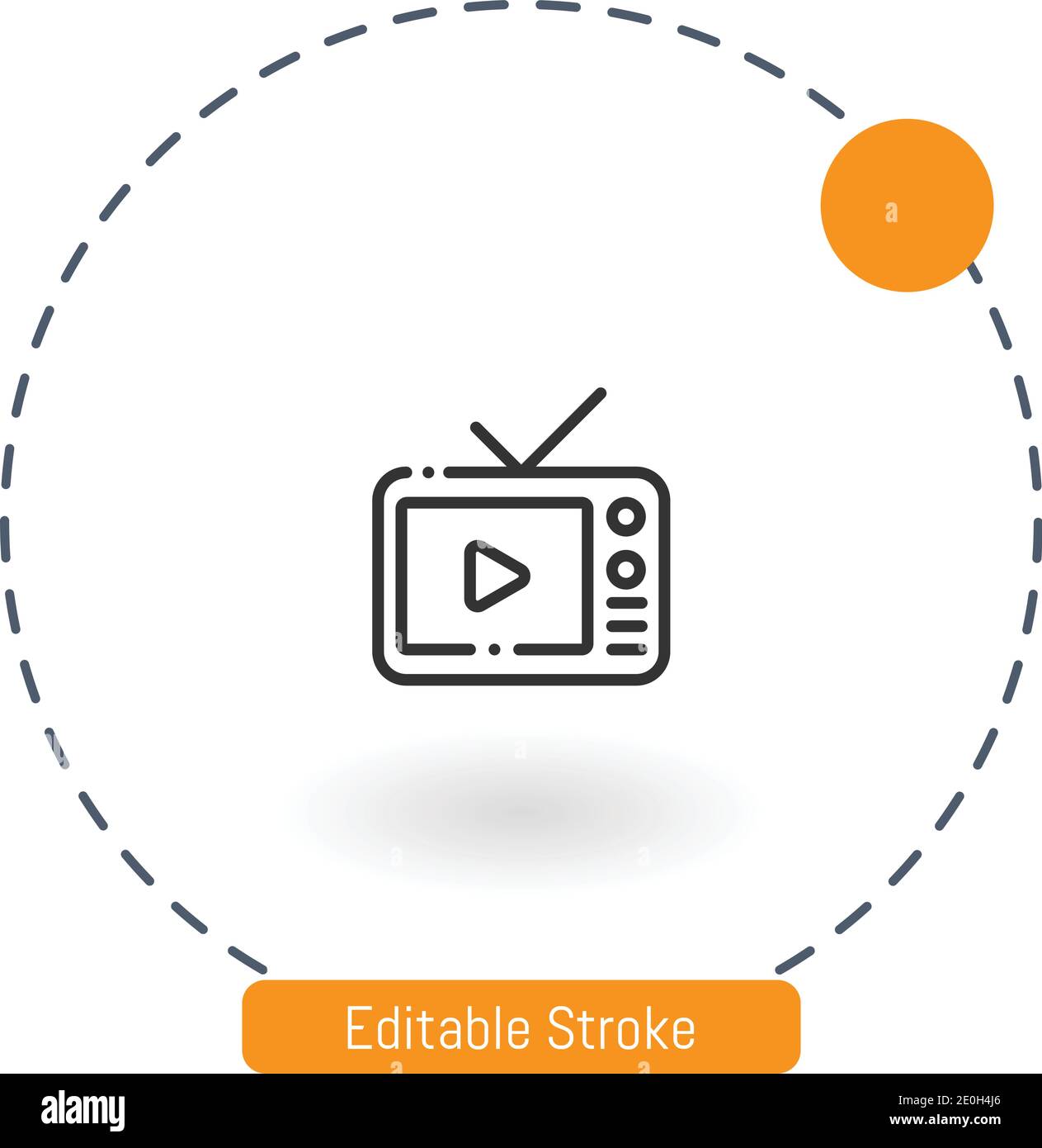 watching tv vector icon editable stroke outline icons for web and mobile Stock Vector