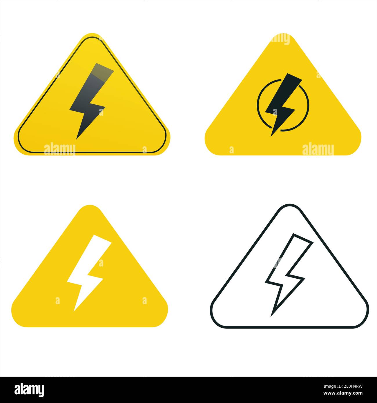 High voltage sign, electricity symbol yellow warning vector Stock