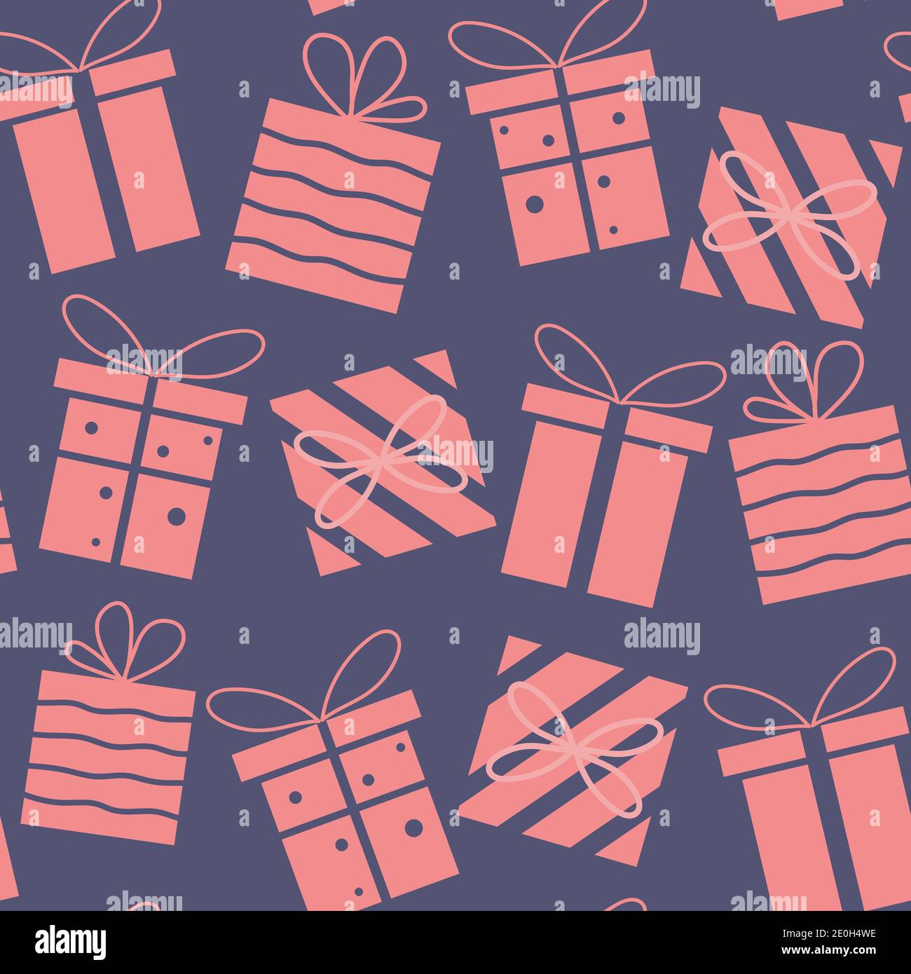 Gift box seamless pattern on payne gray background Stock Vector