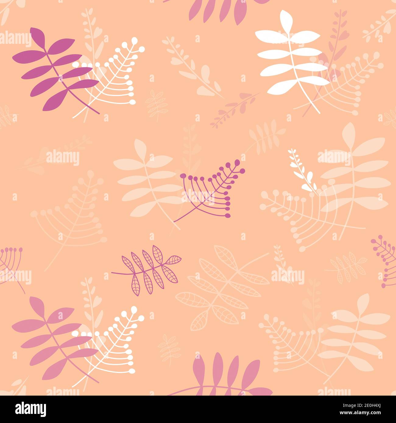 Abstract leaves on orange background seamless pattern Stock Vector