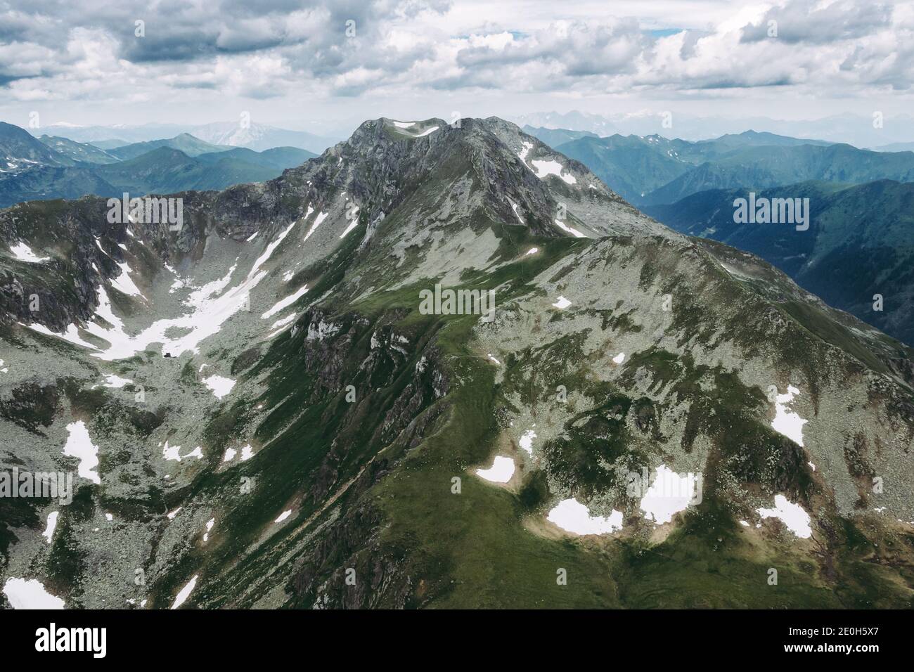 Deneck Mountain Peak or Summit Aerial in the Schladming Tauern Mountain Range, part of the Low Tauern in Styria, Austria Stock Photo