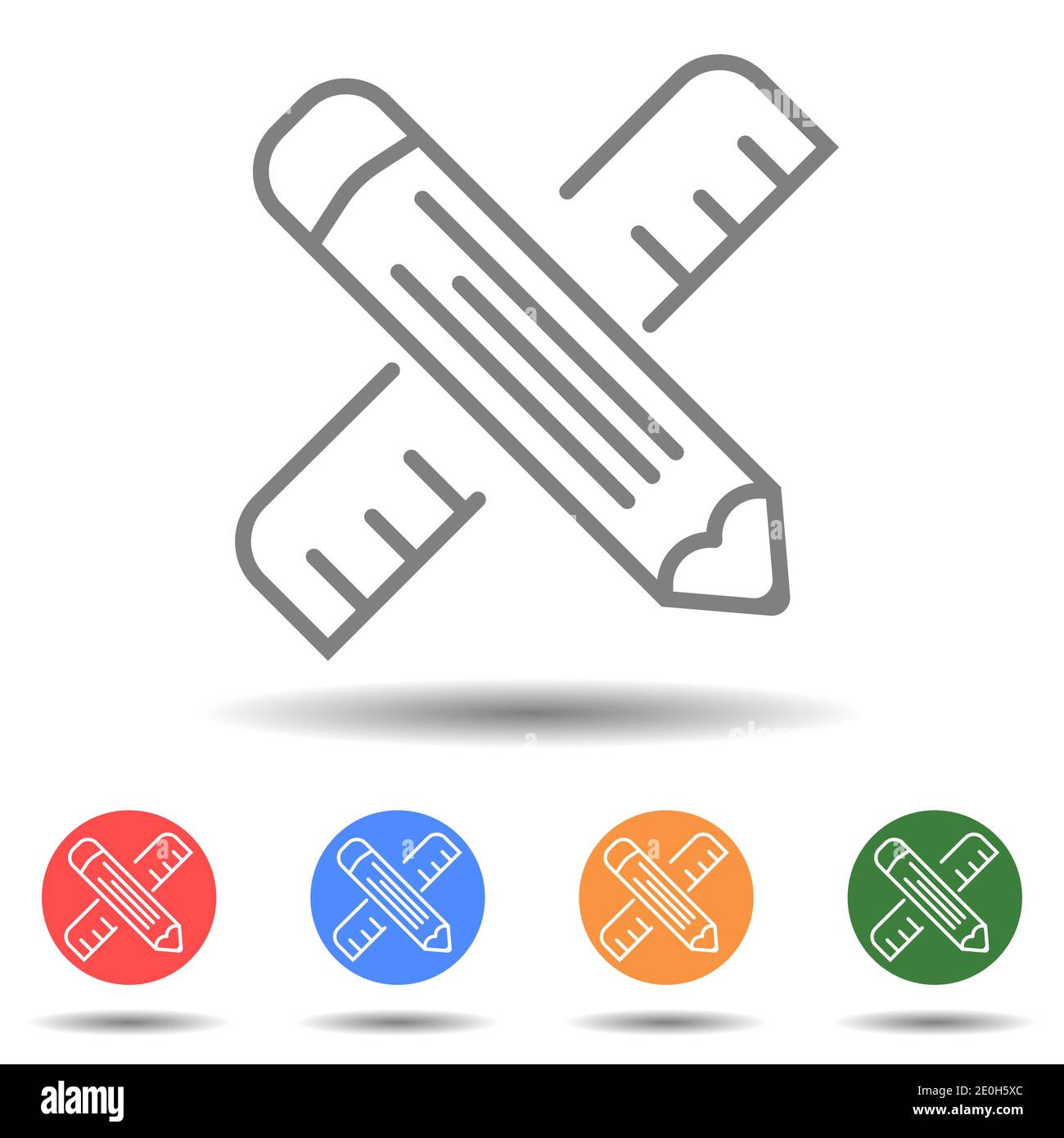 Crossed pencil and ruler icon vector isolated Stock Vector