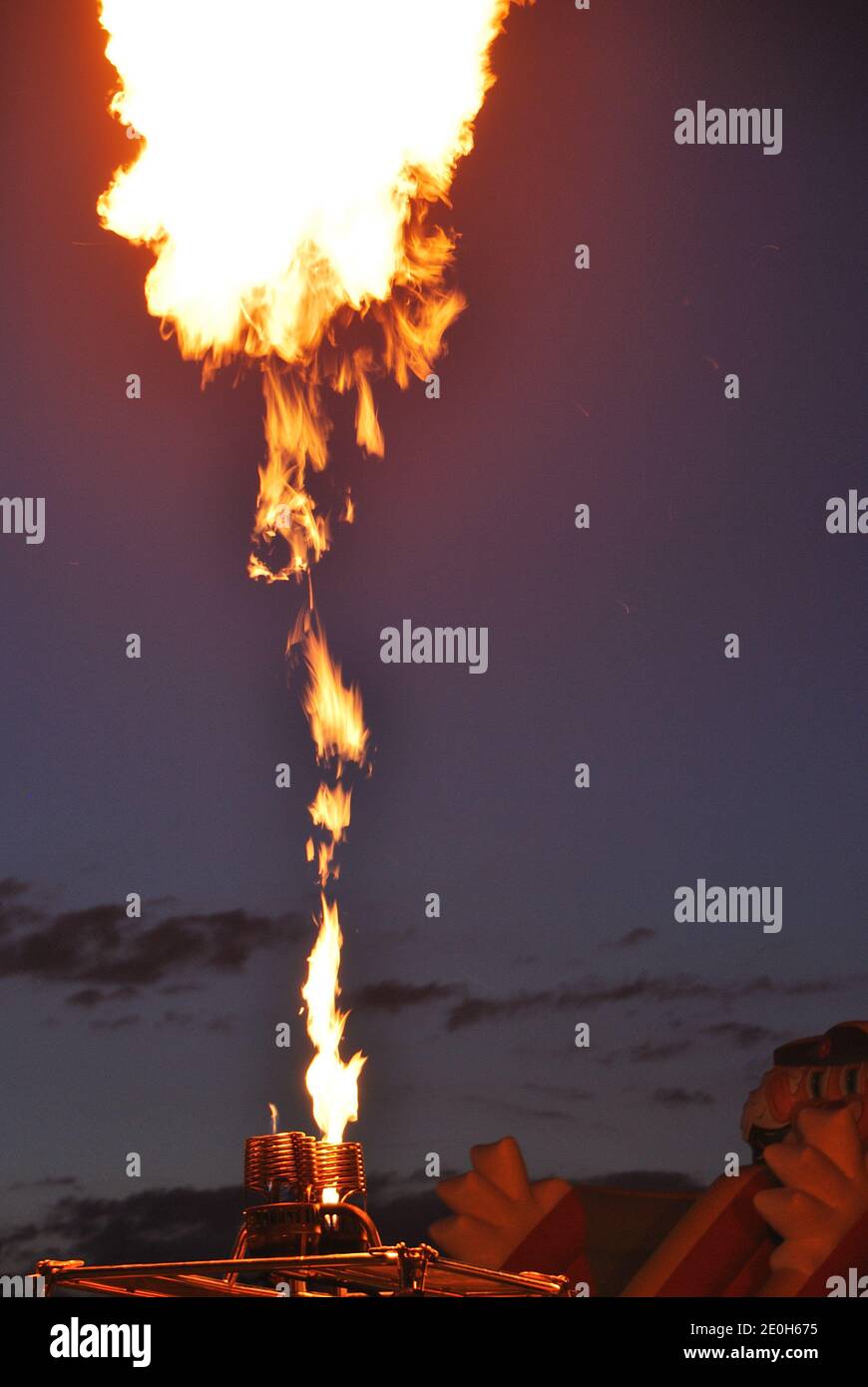 high bright yellow fire from a balloon Stock Photo