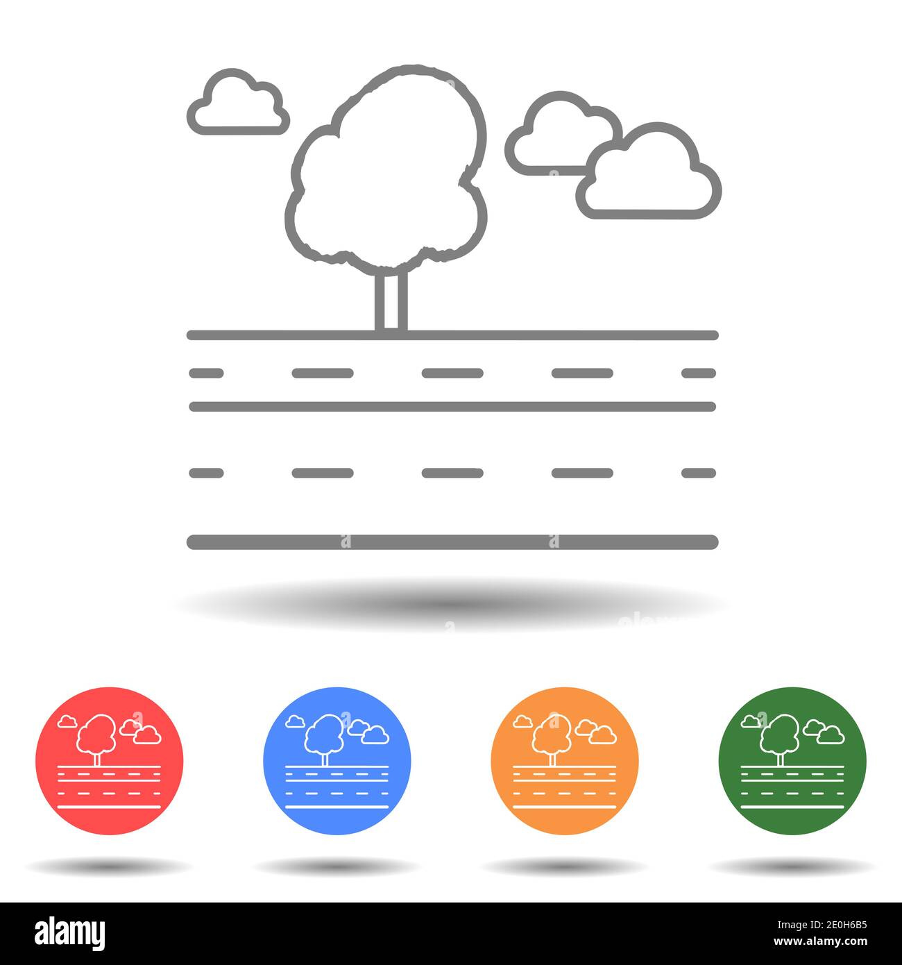 Road with tree and cloud icon vector Stock Vector