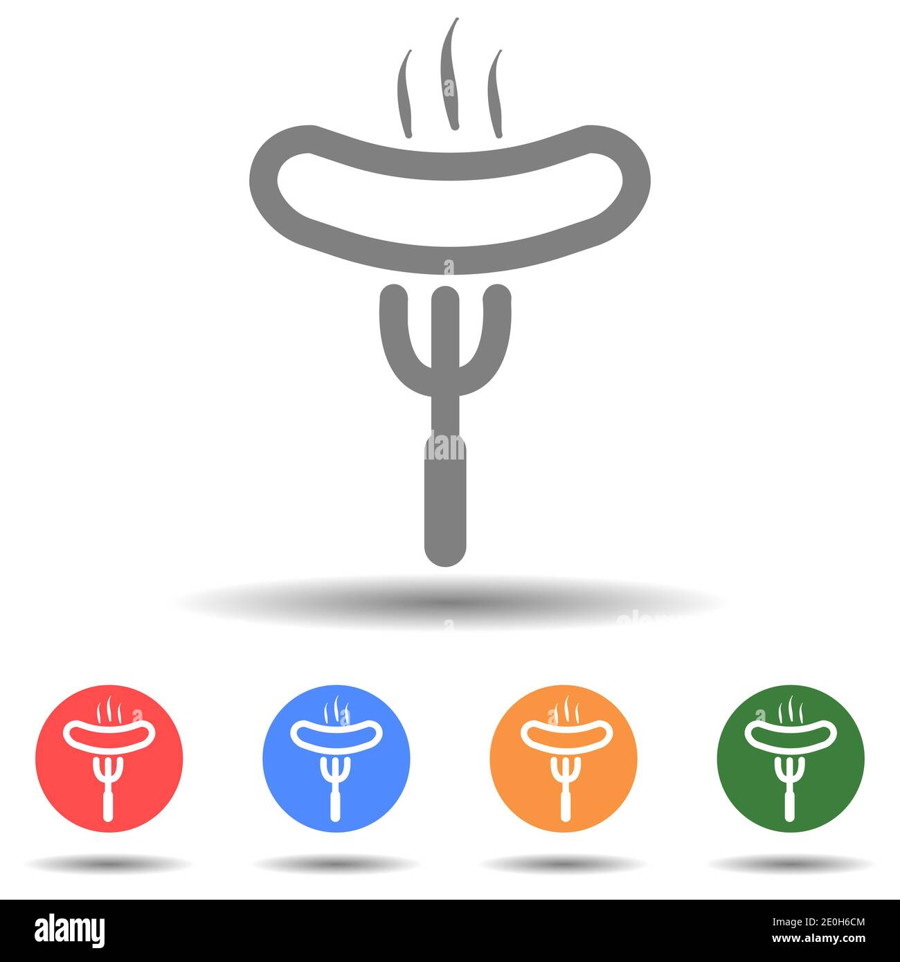 Grilled sausage on fork vector icon Stock Vector