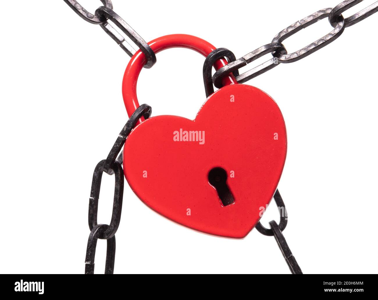 Lock of love - Red heart lock and chain Stock Photo - Alamy