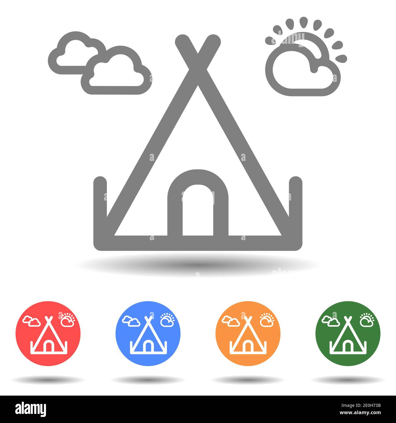 Camping tent outline vector icon Stock Vector