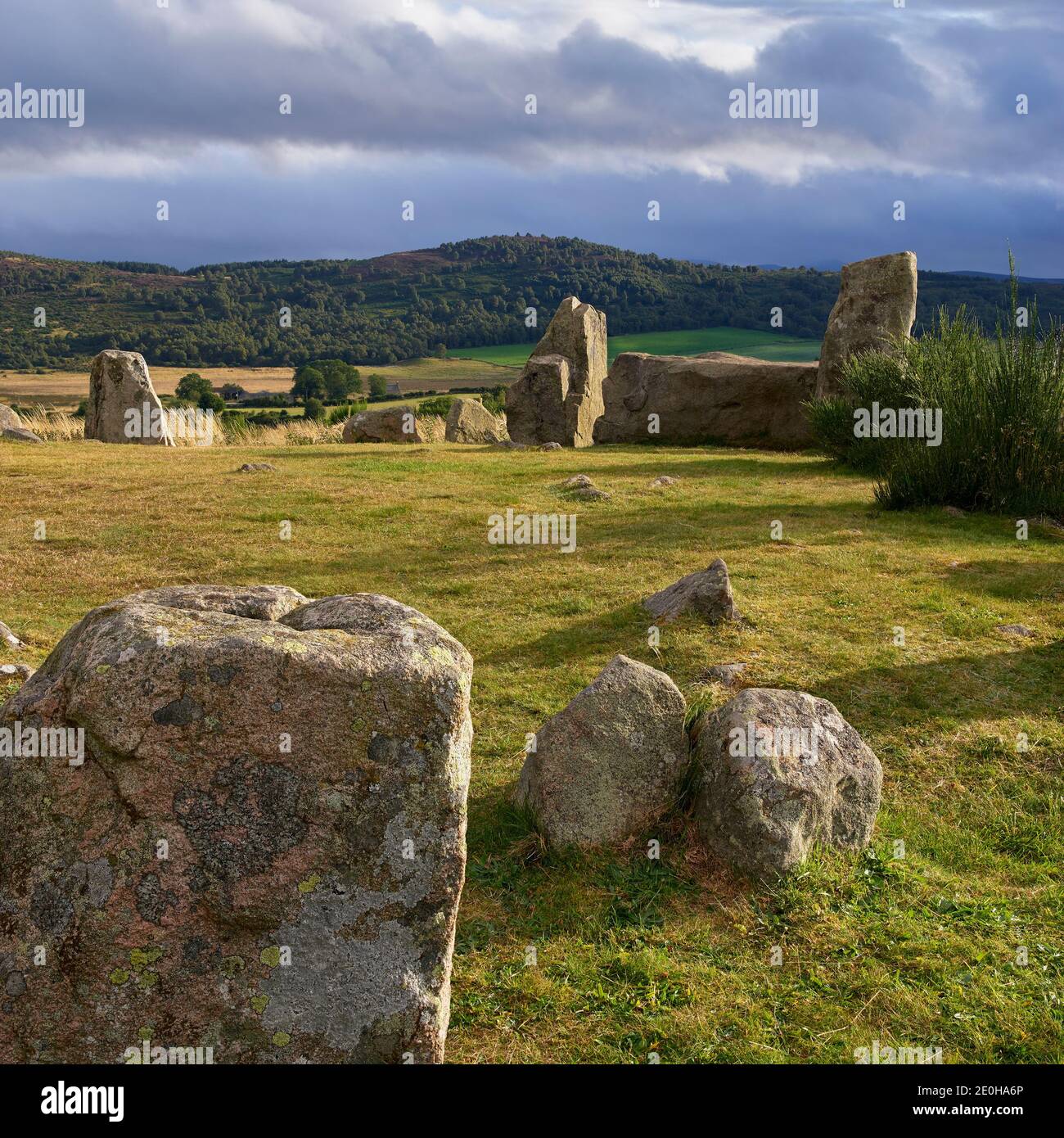 Tomnaverie Recumbent Stone Circle, Tarland, Aberdeenshire, Scotland Stock Photo