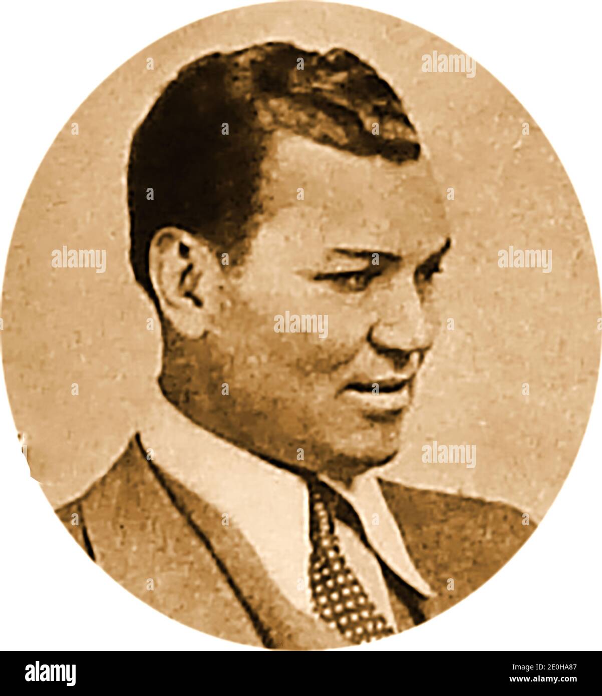 An early portrait of American professional heavyweight boxing champion Jack Dempsey,   -----  Full name  William Harrison 'Jack' Dempsey (1895 –  1983). He was nicknamed Kid Blackie, Young Dempsey or the Manassa Mauler .He  competed from 1914 to 1927, reigning as the world heavyweight champion from 1919 to 1926 and becoming a  cultural icon of the 1920s. He  pioneered the live broadcast of sporting & boxing events. There are some rumours  of  alleged Romanian origins, giving his real name as Teodor Domșa. The  only boxer ever to beat Dempsey by a knockout was Fireman Jim Flynn. Stock Photo