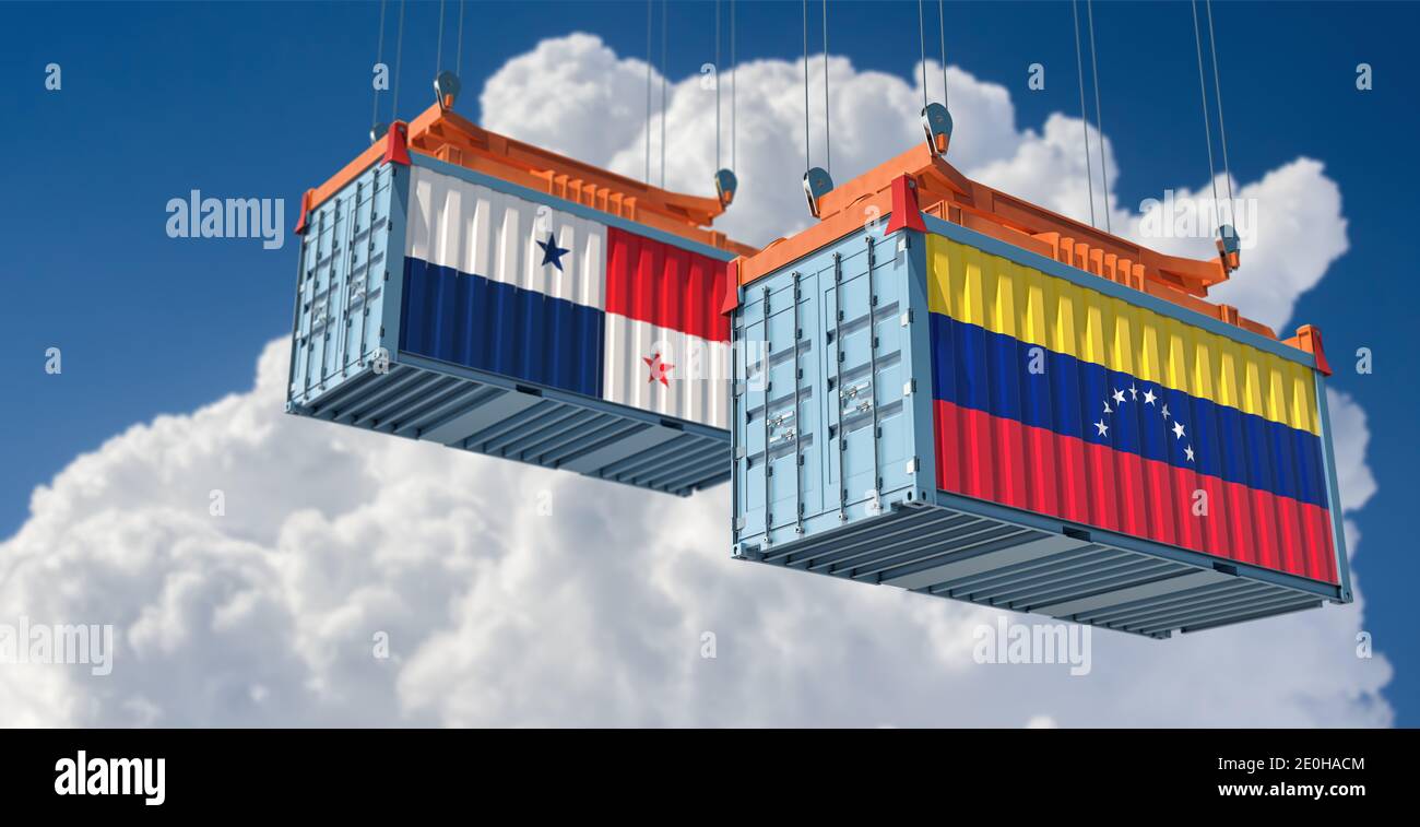 Freight containers with Venezuela and Panama national flags. 3D Rendering  Stock Photo - Alamy