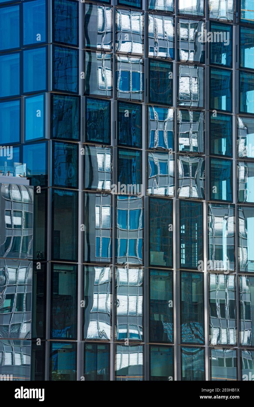 Facade of a tall building in Frankfurt (Germany), abstract reflection Stock Photo
