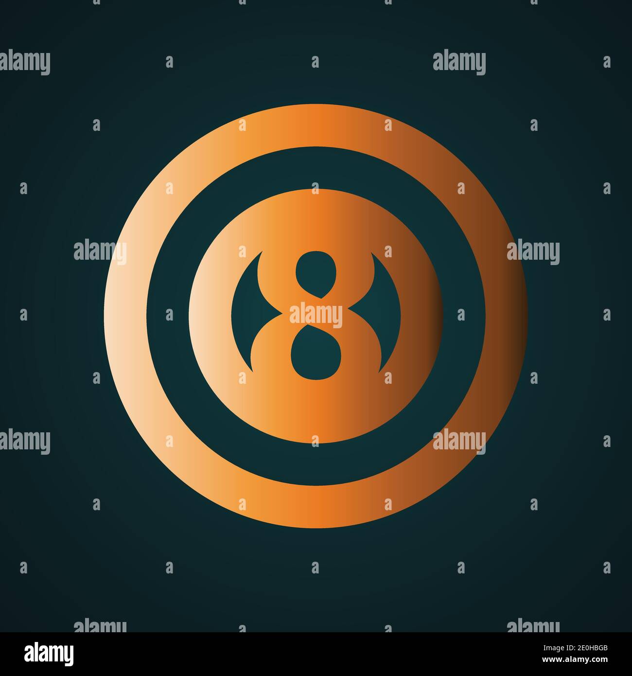 Billiard icon vector logo. Gradient gold concept with dark background Stock Vector