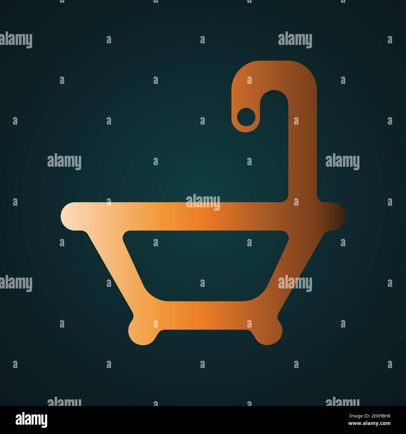 Bathtub icon vector logo. Gradient gold concept with dark background Stock Vector