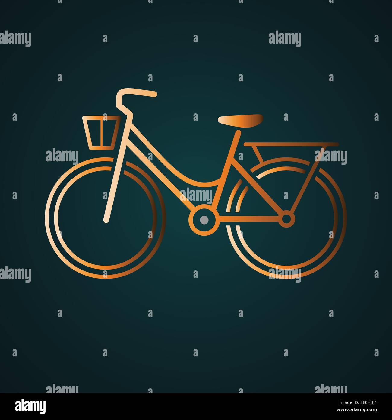 Woman bicycle icon vector logo. Gradient gold concept with dark