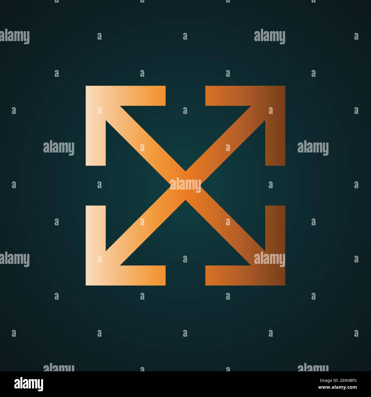 Maximize, arrow vector. Gradient gold concept with dark background Stock Vector