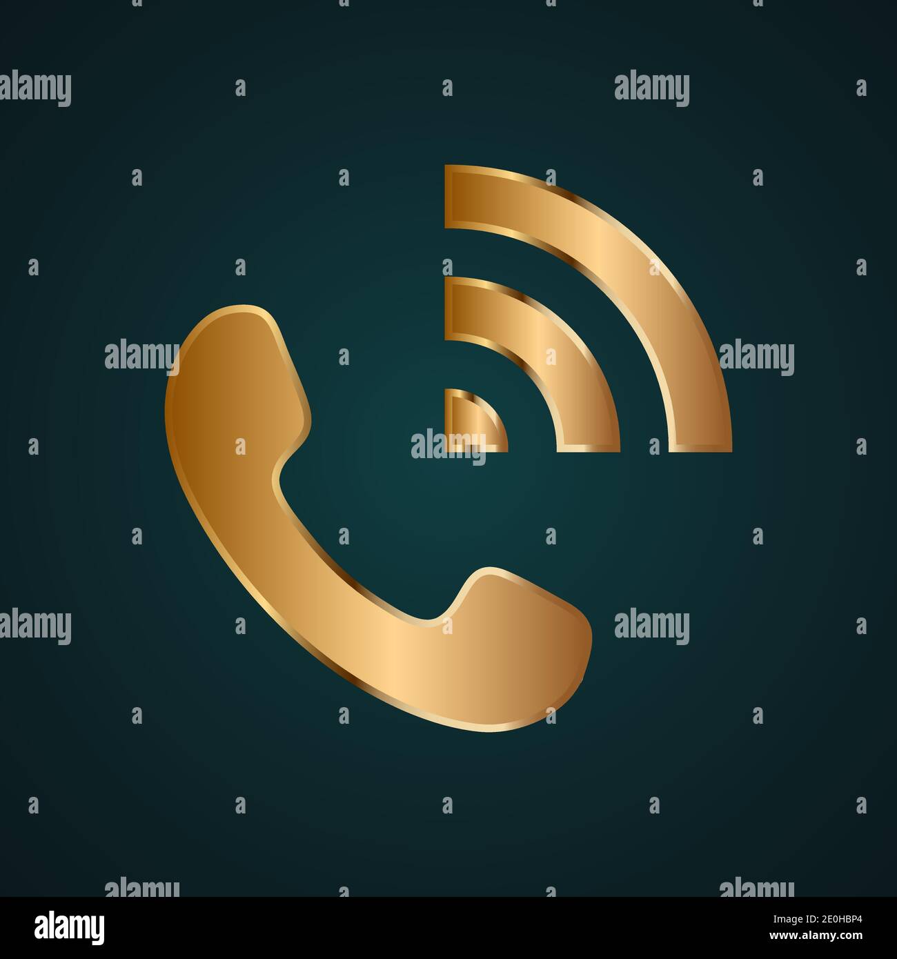 Call speaker icon vector logo. Gradient gold metal with dark background Stock Vector
