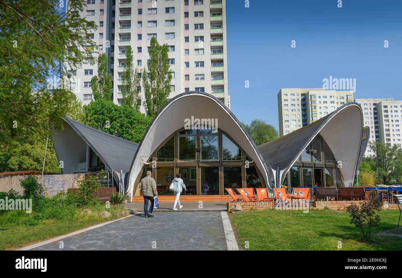 Cafe Seerose, Hochhaeuser Neustaedter Havelbucht, Breite Strasse, Potsdam, Brandenburg, Deutschland Stock Photo