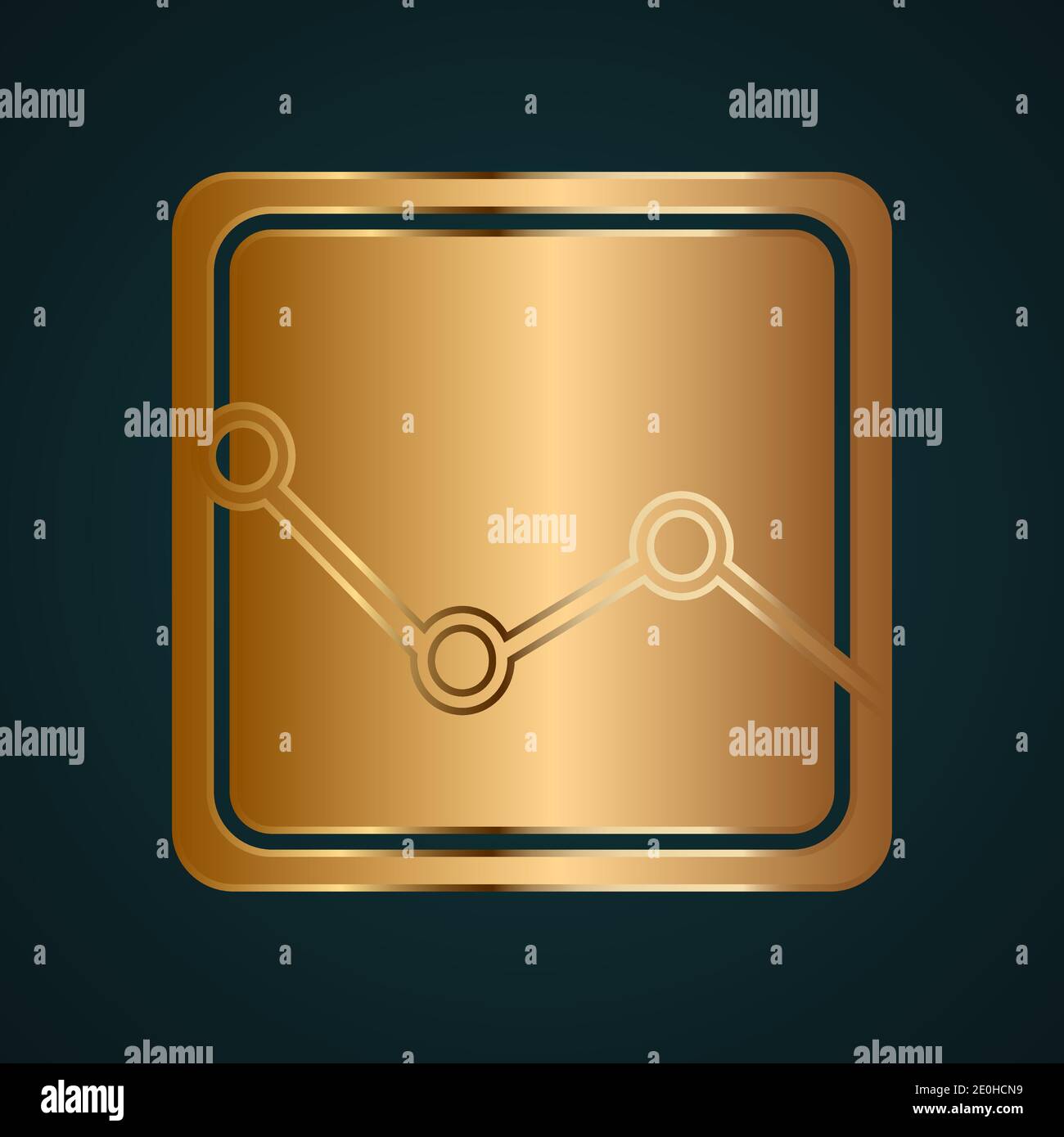 Cost graphic icon vector logo. Gold metal with dark background Stock