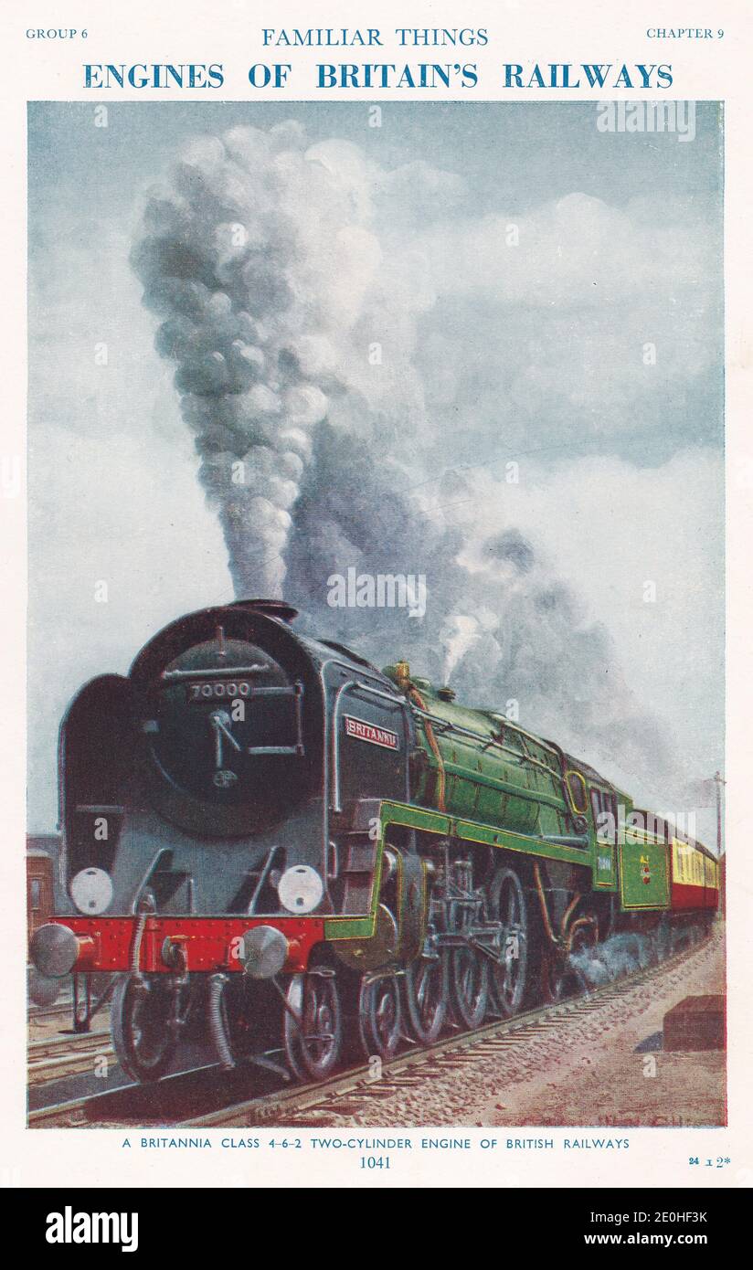 Engines of Britain's Railways - A Britannia Class 4-6-2 Two-Cylinder Engine of British Railways. Stock Photo