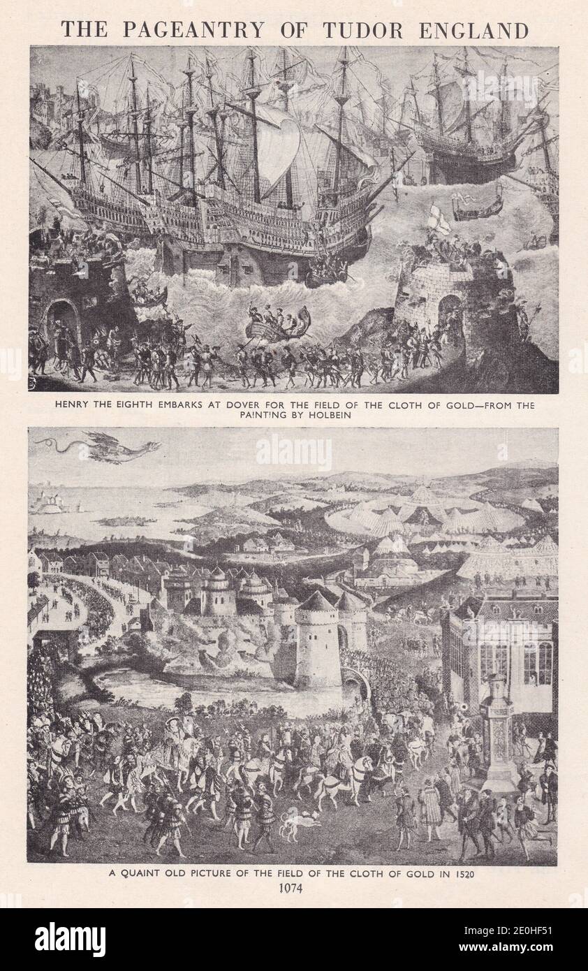 The Pageantry of Tudor England - Henry VIII embarks at Dover for the Field of the Cloth of Gold. Stock Photo