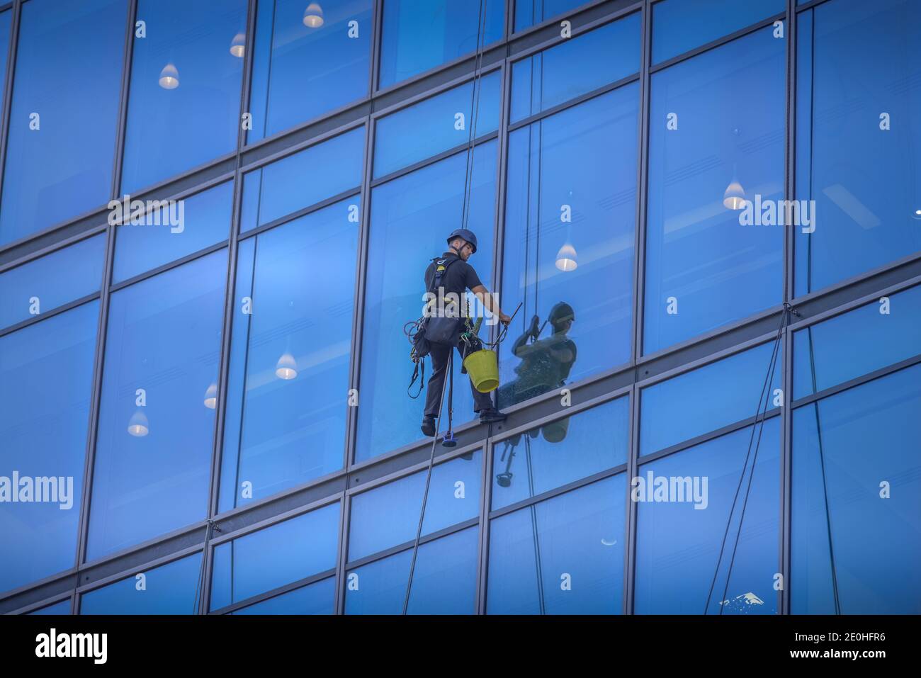 Fensterputzer, Hochhaus, Financial District, London, England ...