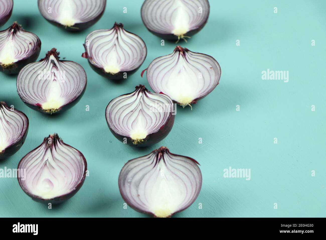 sweet red onions on background Stock Photo