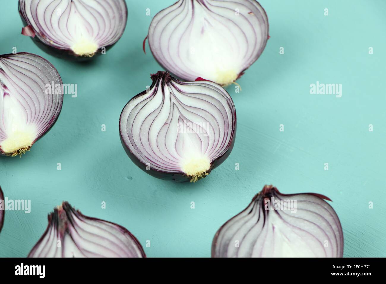 sweet red onions on background Stock Photo