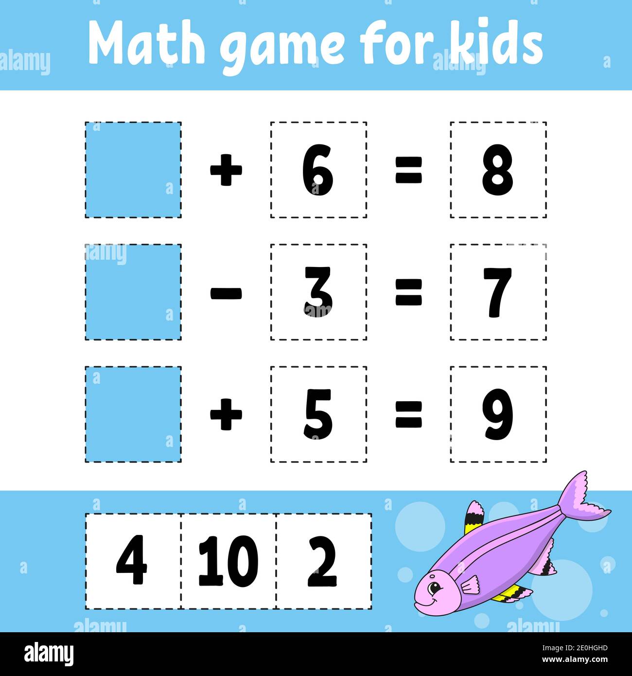Math game for kids. Education developing worksheet. Activity page with ...