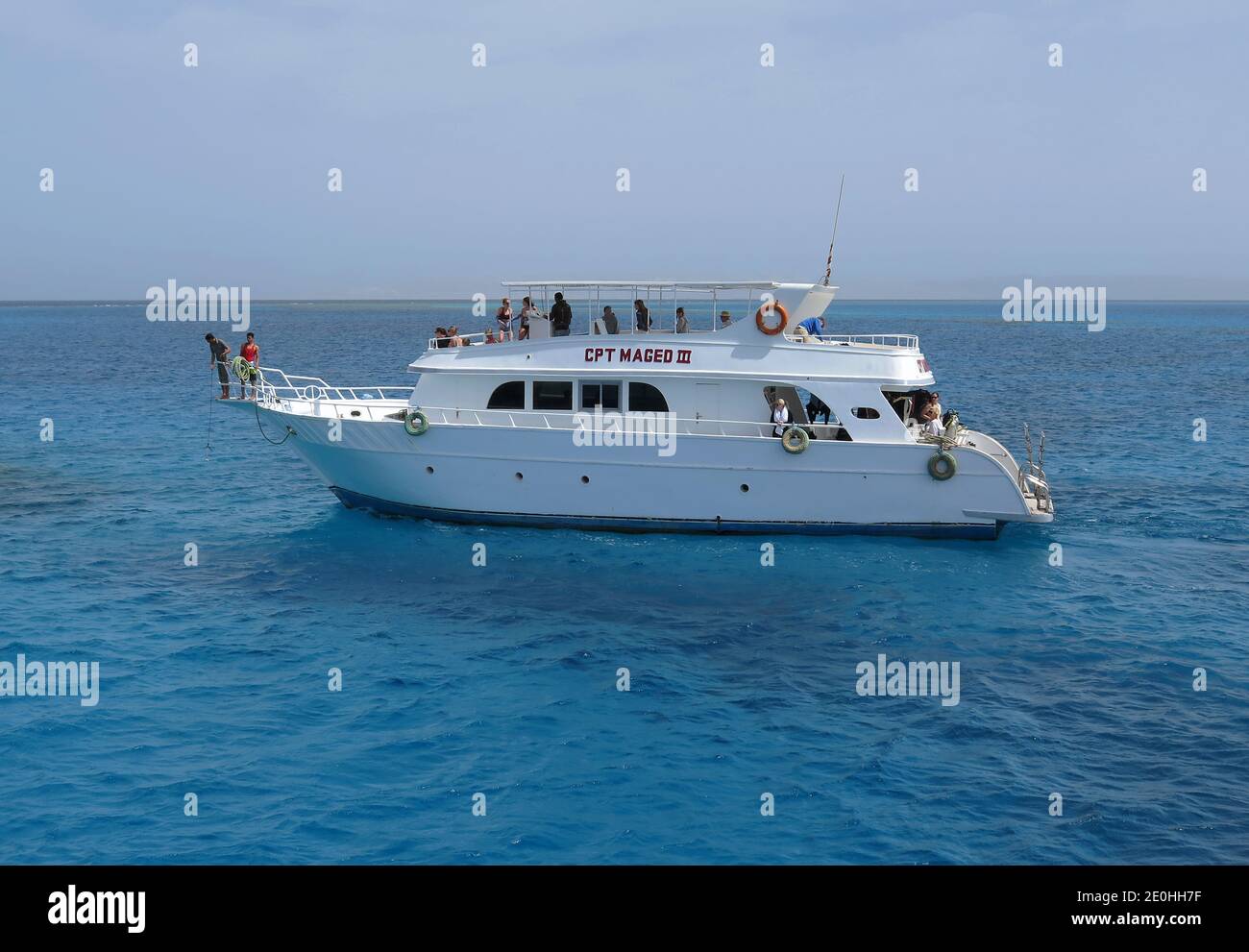 Tagesboot, Shaab El Erg Riff, Rotes Meer, Aegypten Stock Photo