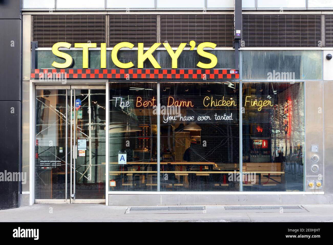 Sticky's Finger Joint, 24 E 23rd St, New York, NY. exterior storefront of a chicken finger fast food restaurant near Madison Square Park in Manhattan Stock Photo