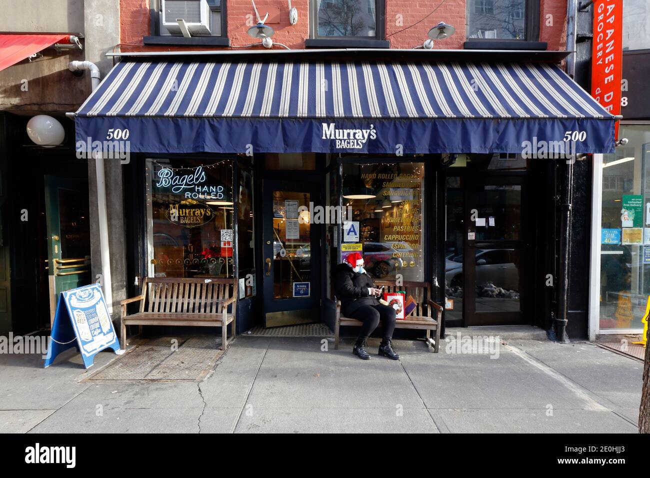 Murray's Bagels, 500 Sixth Ave, New York, NYC storefront photo of a bagel shop in the Greenwich Village neighborhood of Manhattan. Stock Photo