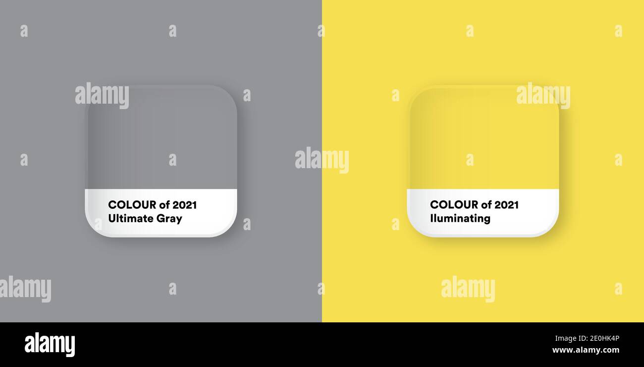 Colour of the Year 2021, Yellow and Gray are now Trendy Colours Stock