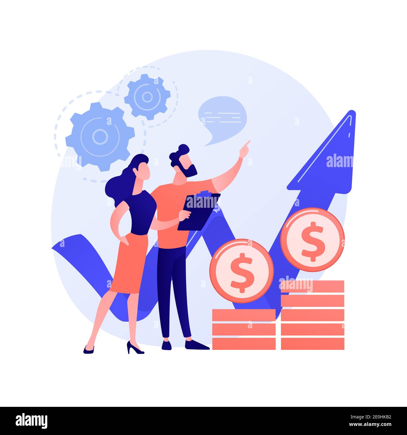 Income increase strategy. Business management, stock brokers statistics, financiers forecast. Financial market experts analyzing growth rates. Vector Stock Photo