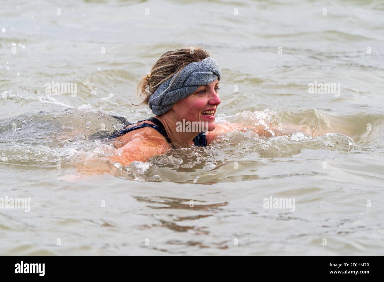 Close up of middle aged woman swimming doing the breaststroke in the ...