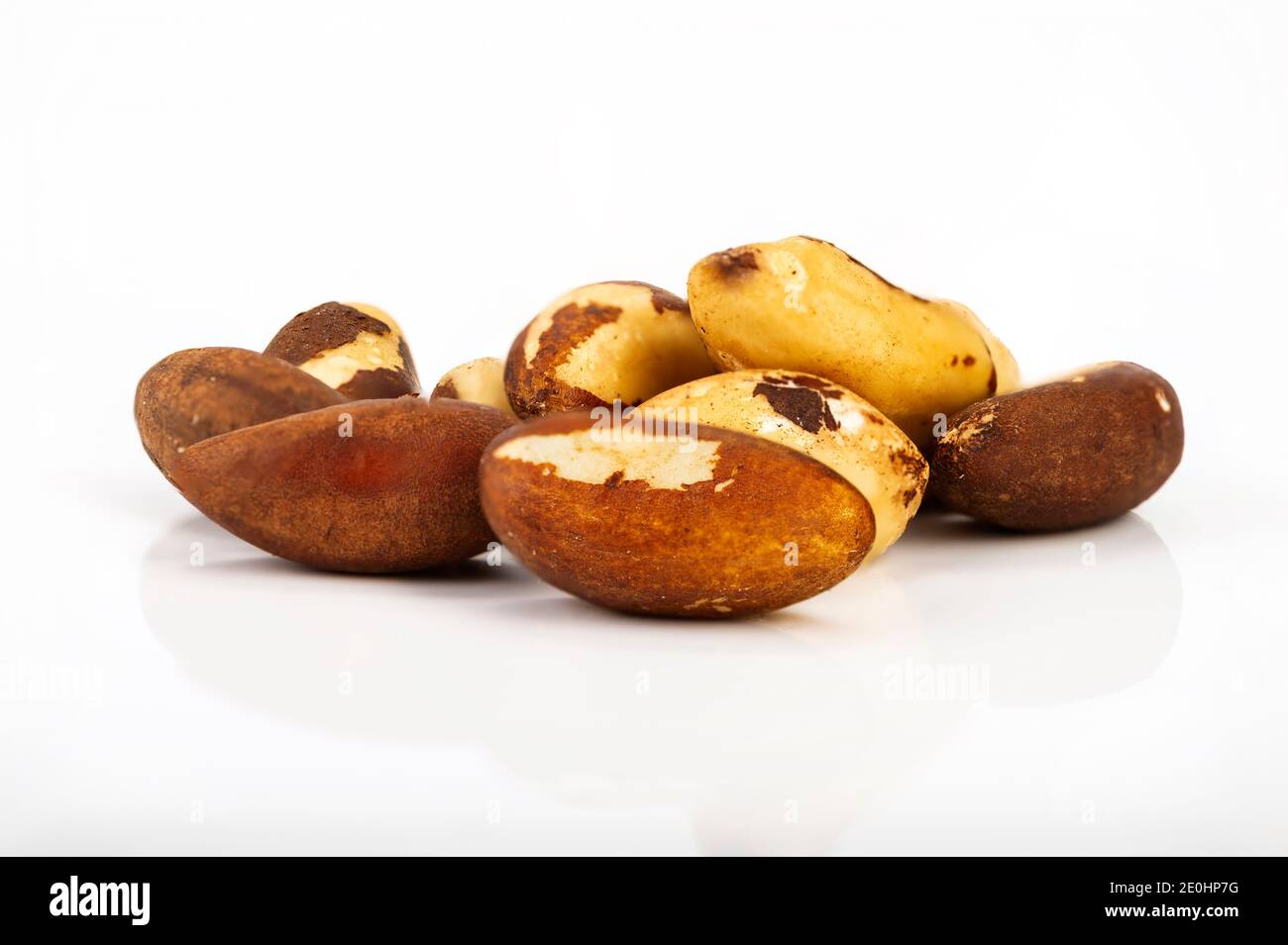Brazil nut Bertholletia excelsa on a white background, isolated Stock