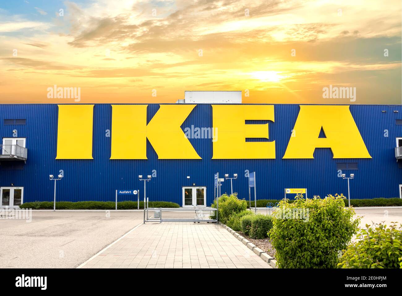 IKEA branch on a warehouse in Augsburg. IKEA is a Swedish-founded  multinational group that designs and sells ready-to-assemble furniture  Stock Photo - Alamy