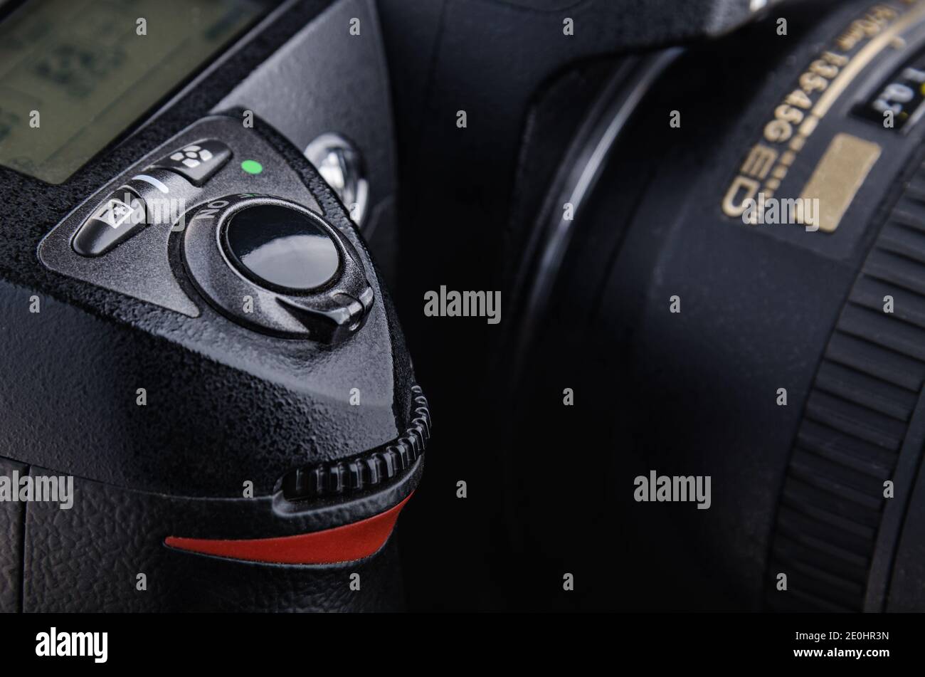 digital SLR camera on a black background Stock Photo