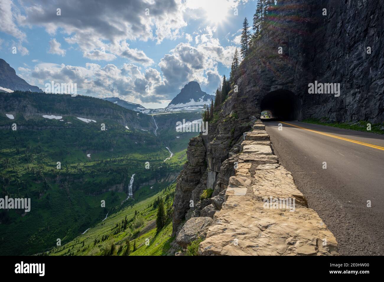 Going to the Sun Road Goes THrough Tunnel Toward Logan Pass in Glacier