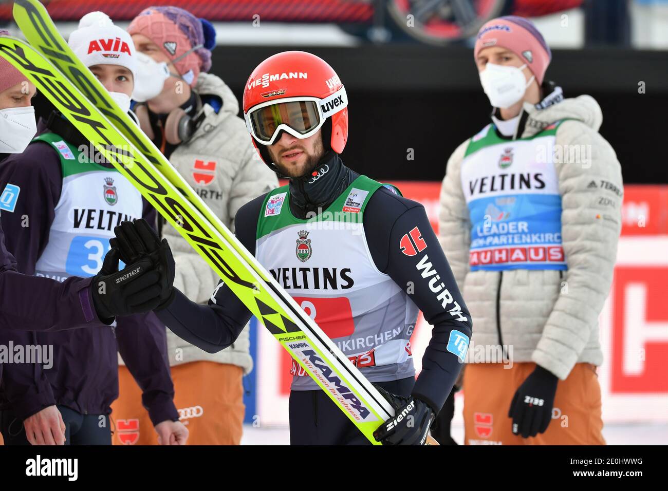 Markus EISENBICHLER (GER), right: Karl GEIGER (GER). Ski jumping, 69th International Four Hills Tournament 2020/21. New year's competition in Garmisch Partenkirchen on January 1st, 2021. | usage worldwide Stock Photo