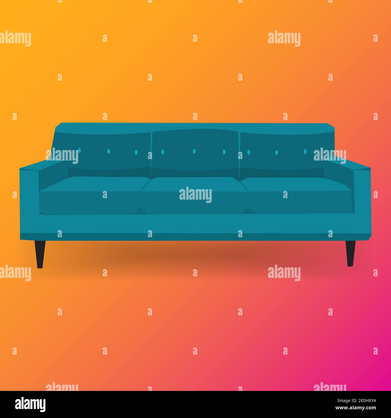 Colorful leather luxury sofa for modern living room reception or lounge vector Stock Vector