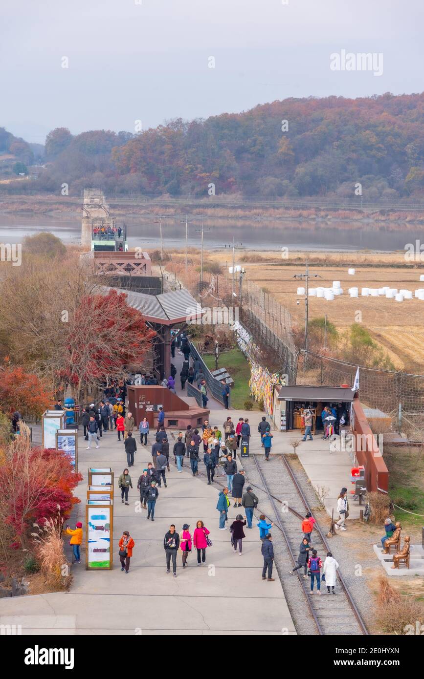IMJINGAK, KOREA, NOVEMBER 10, 2019 People are strolling over Dokgae