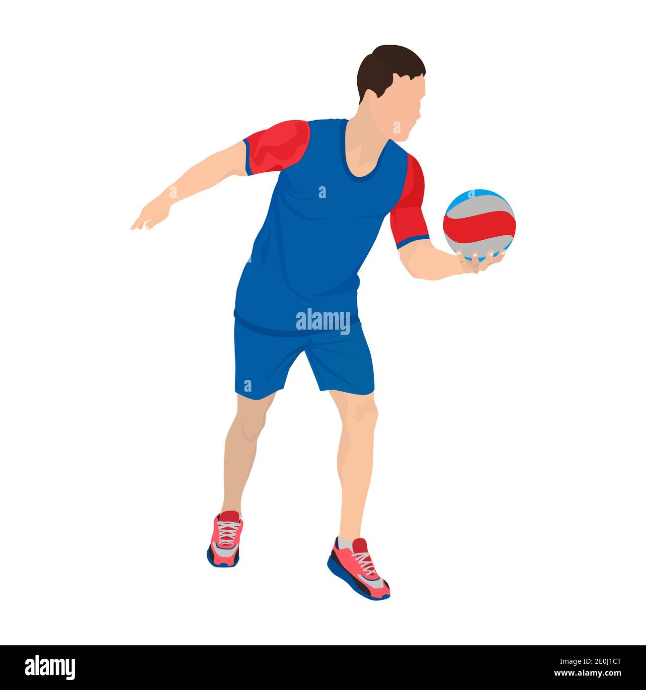Professional volleyball player serving the ball, vector illustration Stock Vector