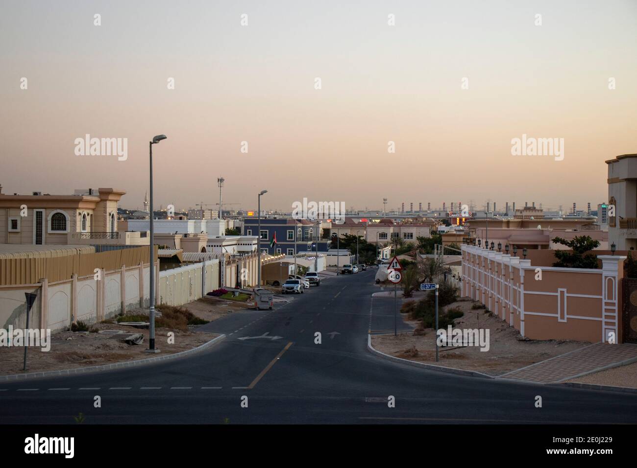 Dubai, UAE 12.27.2020 Al Warqa neighborhood in Dubai inthe evening