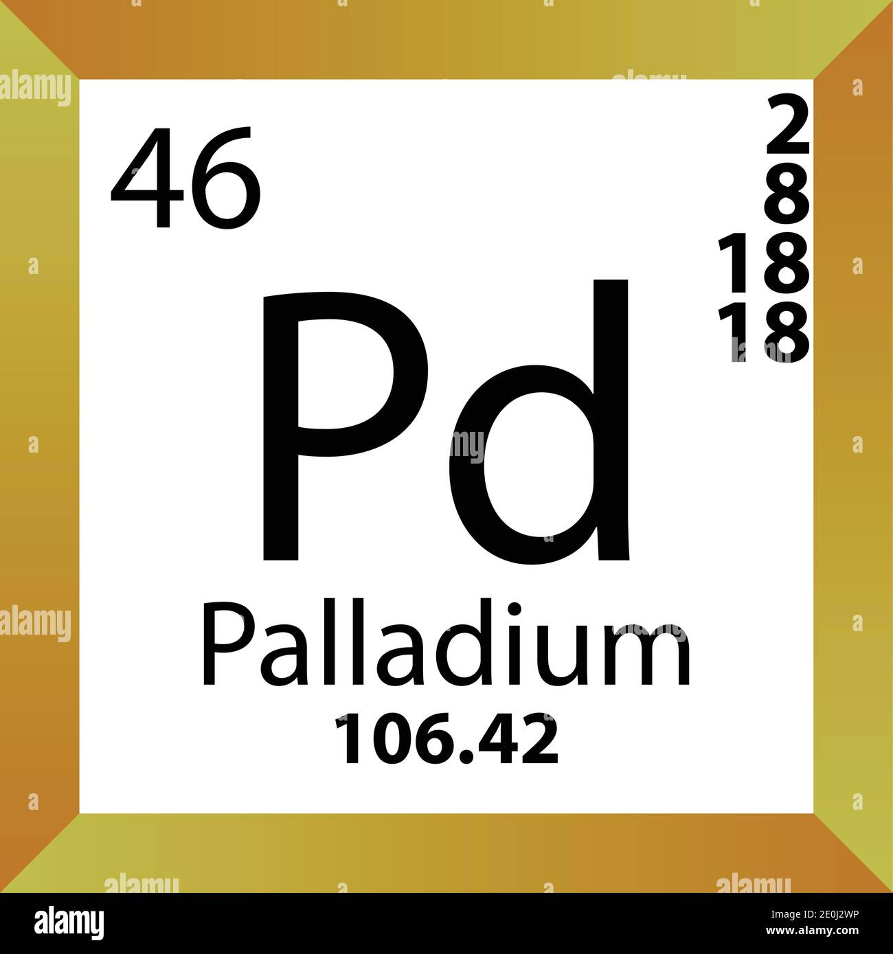 Pd Palladium Chemical Element Periodic Table. Single vector illustration,  colorful Icon with molar mass, electron conf. and atomic number Stock  Vector Image & Art - Alamy